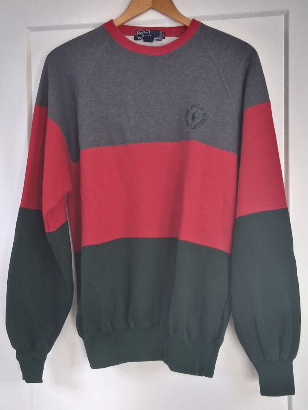 Vintage 80s 90s Polo Ralph Lauren Sweatshirt S Colorblock Hong Kong Crest